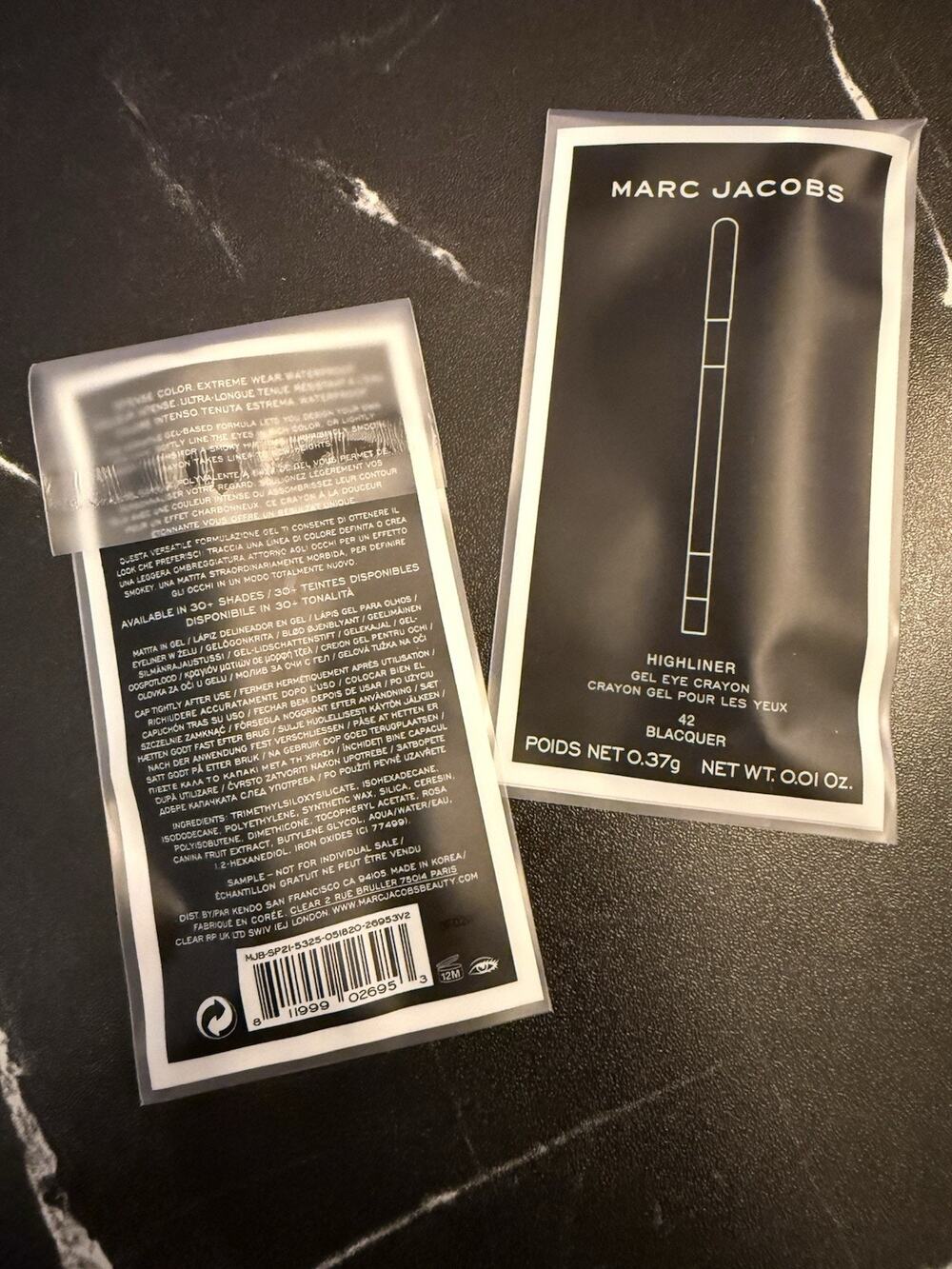 2-Pack Marc Jacobs Highliner Gel Crayon Eyeliner 42 Blacquer Matte 0.01 oz NEW